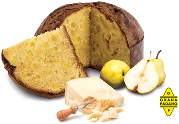 Panettone with Grana Padano cheese and Pear